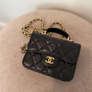 Black Quilted Leather Mini Bag